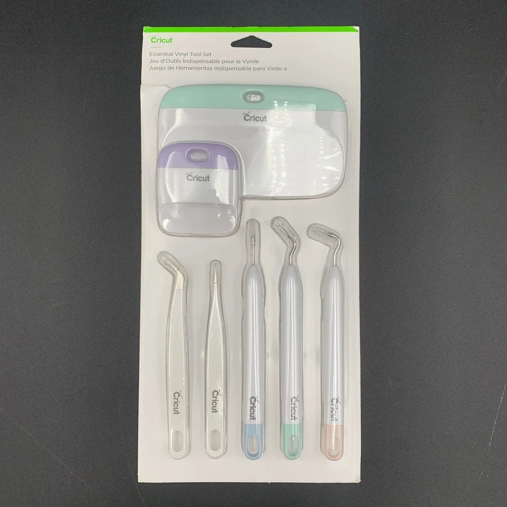 Cricut Essential Vinyl Tool Set 7-Piece Craft Kit Mint Purple Blue